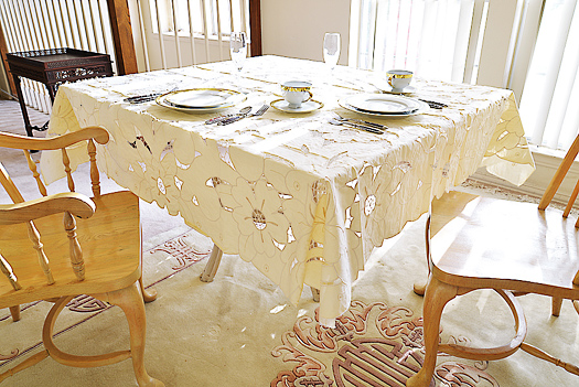 Empress All-Embroidery Square Tablecloth.70"Square Pearl color - Click Image to Close